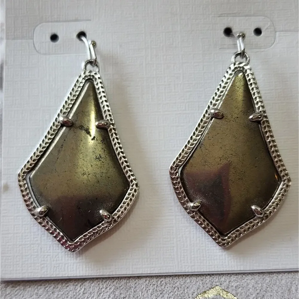 Kendra scott Silver Rhodium And Mirror‎ Rock Alex Earrings New